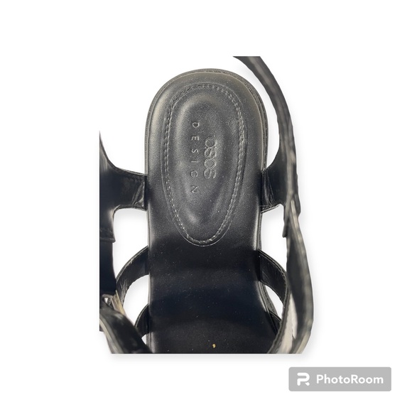 ASOS Hollis Huarache Y2K Chunky Fisherman Mid Heeled Strappy Sandals Black W9 - Picture 4 of 7